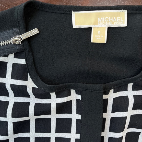 Michael Michael Kors Black and White Sheer Window Pane Button Down LS Top Size S - Picture 5 of 13
